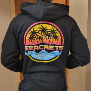 the back of a person wearing a black hoodie