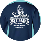 a blue long sleeve shirt with a boat on it