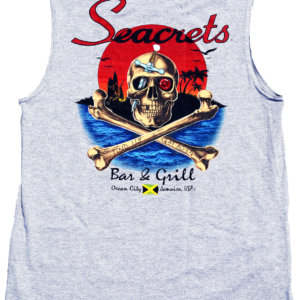 a tank top with a skull and cross bones on it