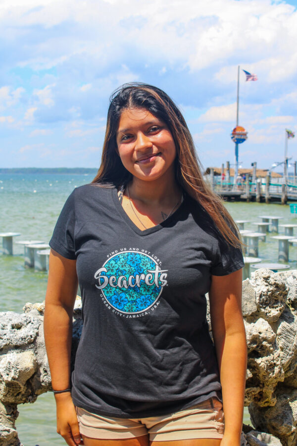 Hibiscus Flower Ladies V-Neck