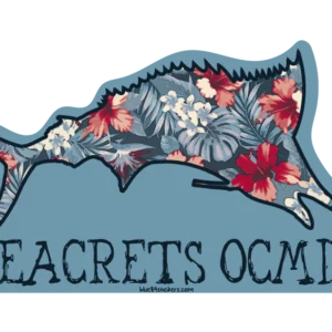 a sticker of a fish with flowers on it