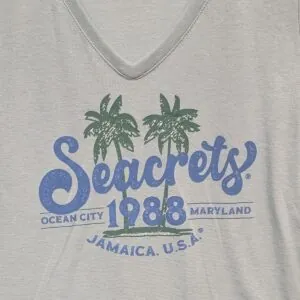 a t - shirt with a picture of a palm tree on it