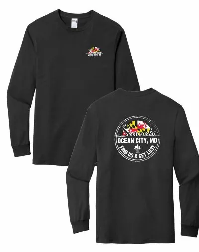 a black long sleeve shirt with the words ocean city, md on it