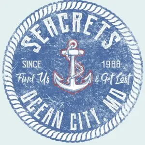 a blue and white sign with an anchor on it