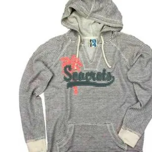 a striped sweatshirt with a hoodie on it