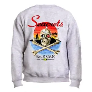 a sweatshirt with a skull and cross bones on it