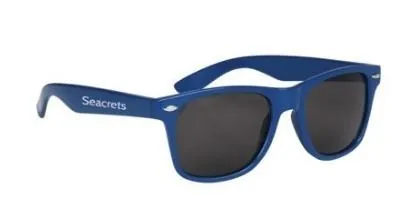 a pair of sunglasses with a blue frame
