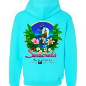 a blue hoodie with a picture of a man on it
